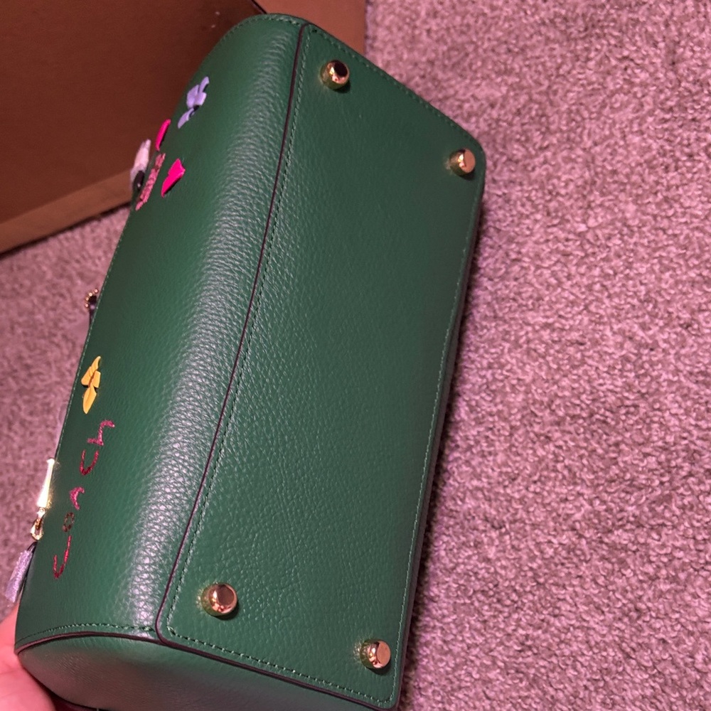 Coach Rowen Green Satchel with Colorful Diary Embroidery C8280 - Picture 5 of 13